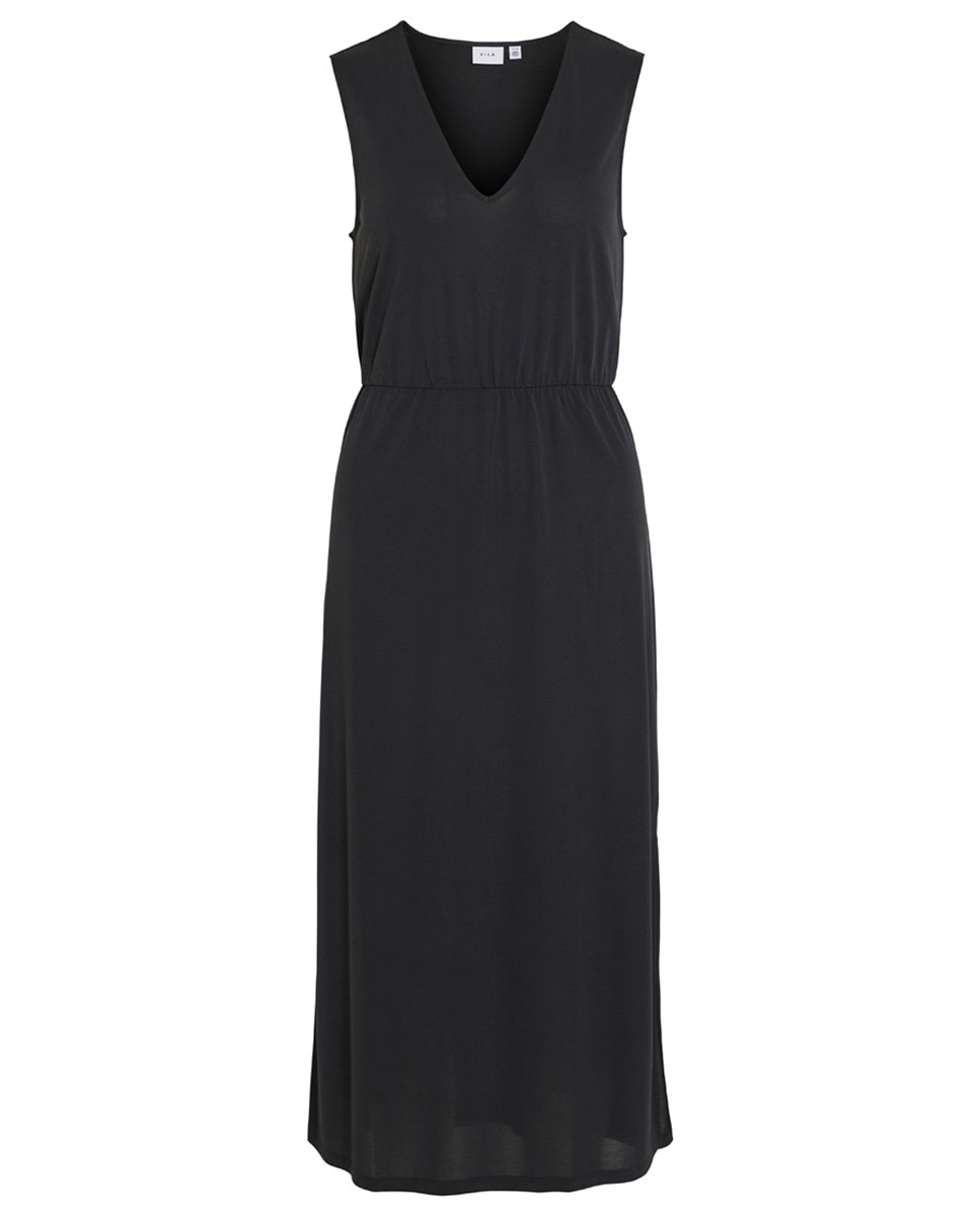 Vestido midi fluido Preto-5