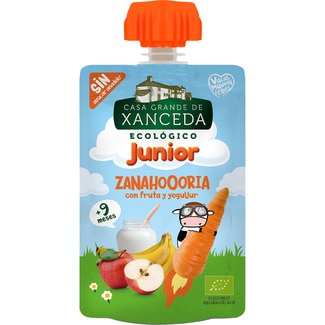 yogur ecológico con frutas y zanahoria sin gluten desde 9 meses bolsita 90 g - Casa Grande De Xanceda