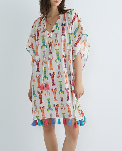 Imagen 0 de Caftan con estampado multicolor de cangrejos