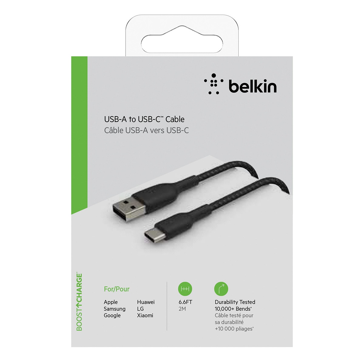 Cable trenzado Belkin BOOST CHARGE USB-A a USB-C negro de 2 metros Negro-3