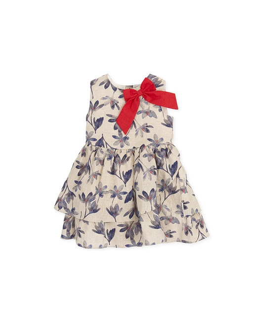 Imagen 0 de Vestido de bebé niña sin manga con estampado de flores