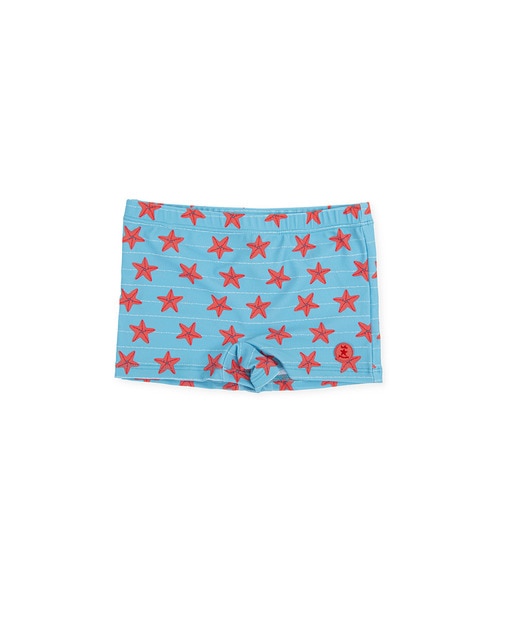 Imagen 0 de Bóxer de bebé niño en color turquesa con estampado de estrellas