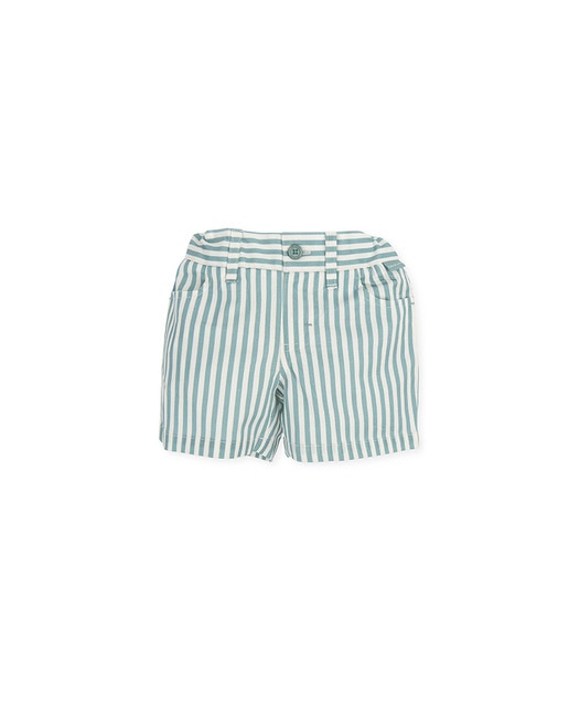 Imagen 0 de Bermuda de bebé niño en color verde a rayas