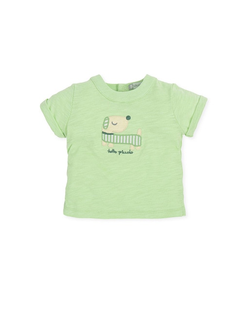 Imagen 0 de Camiseta de bebé niño de manga corta con bordado de perrito