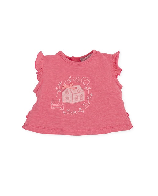 Imagen 0 de Camiseta de bebé niña de manga corta de punto liso