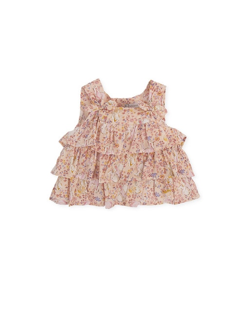 Imagen 0 de Top de bebé niña sin manga con estampado de elefantes