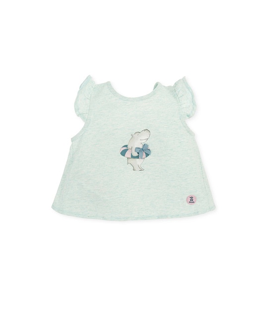 Imagen 0 de Top de bebé niña de manga corta con estampado de hipopótamo