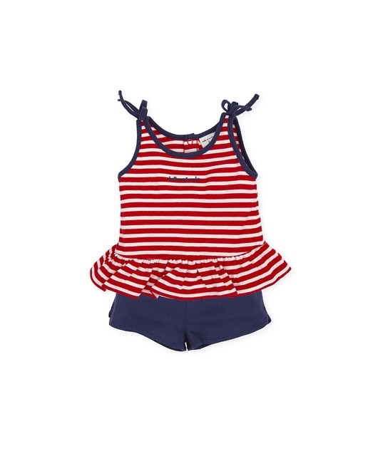 Imagen 0 de Conjunto de bebé niña de punto liso a rayas