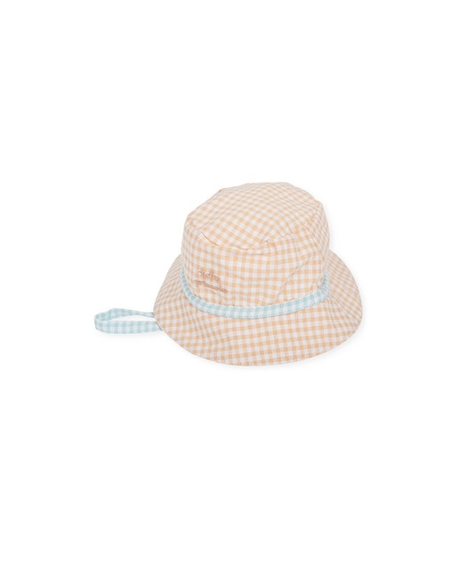 Imagen 0 de Gorro de bebé niño de cuadro vichy en color mandarina