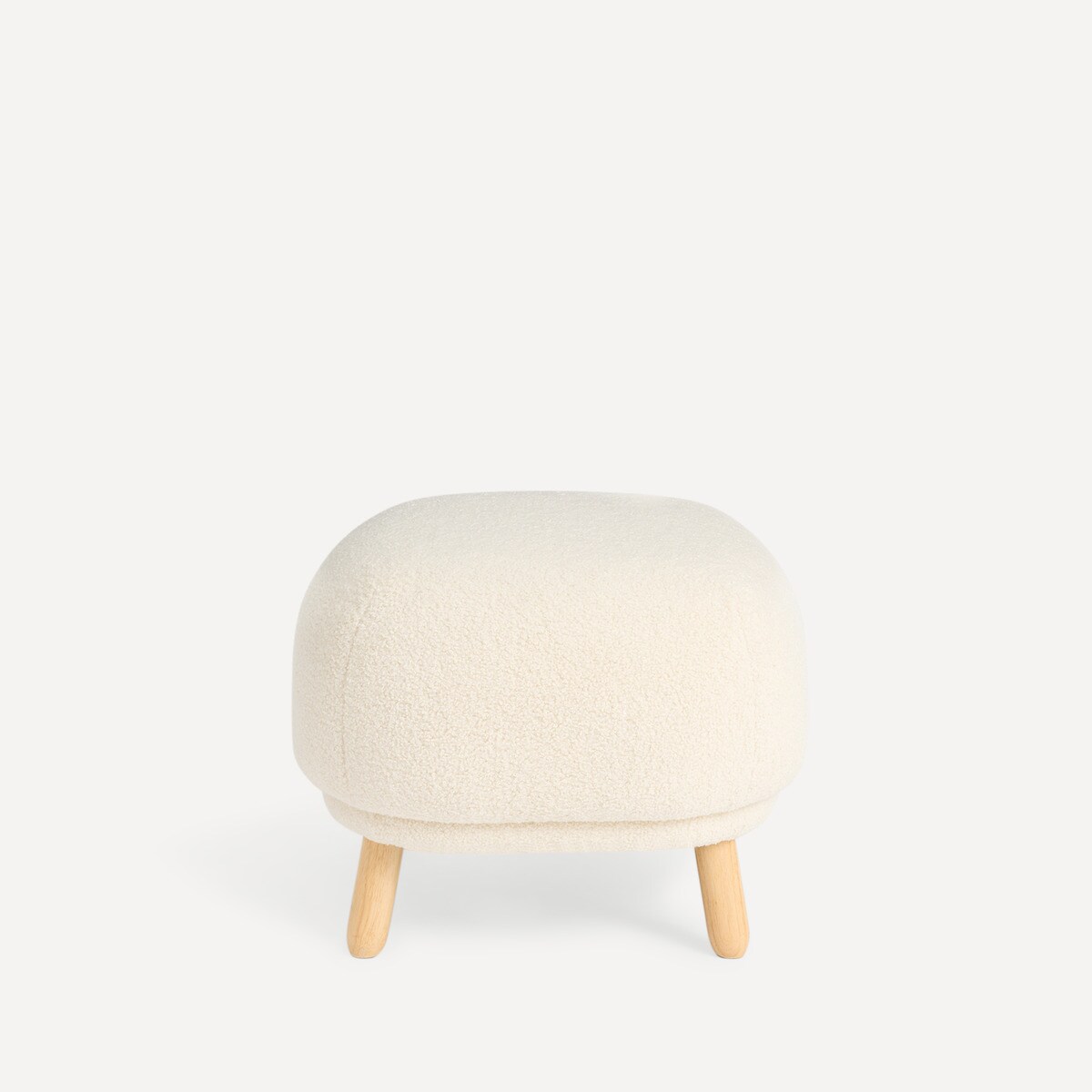 Pufe em Tecido Bouclé Alba Creme-2