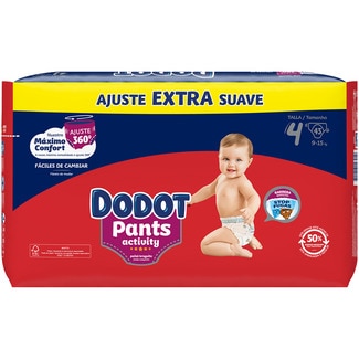 Activity Pants pañales de 9 a 15 kg talla 4 Extra suave paquete 43 unidades - Dodot