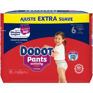 Activity Pants pañales 14-19 kg talla 6 Extra suave paquete 35 unidades - Dodot