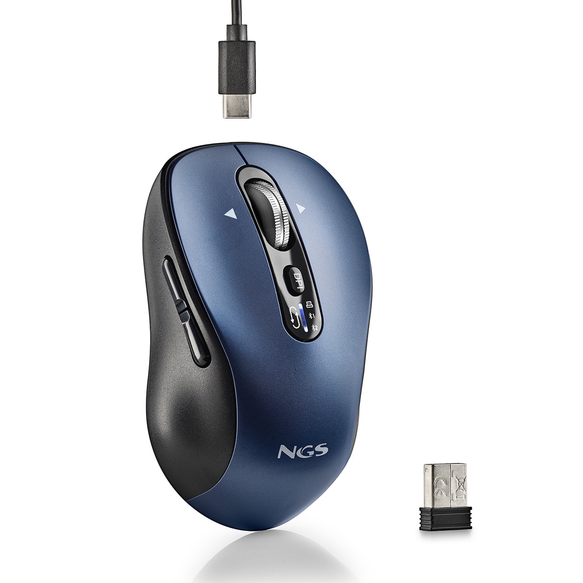 Ratón inalámbrico recargable NGS Infinity-RB multidispositivo Negro / Azul-7