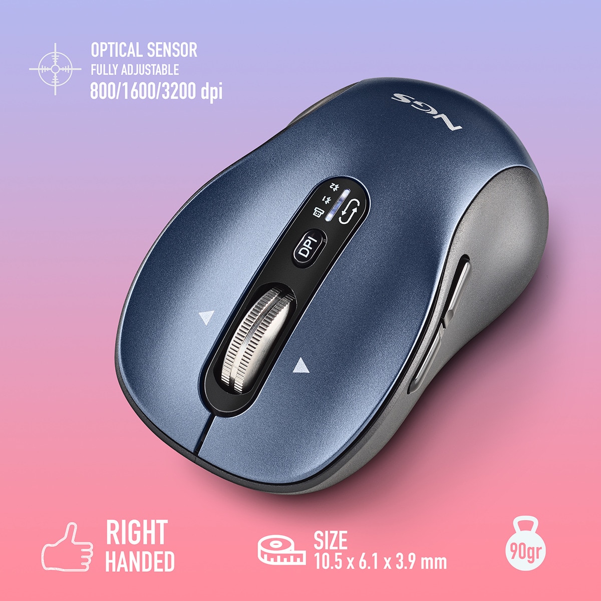 Ratón inalámbrico recargable NGS Infinity-RB multidispositivo Negro / Azul-6