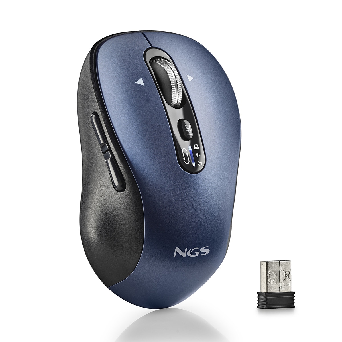 Ratón inalámbrico recargable NGS Infinity-RB multidispositivo Negro / Azul-2