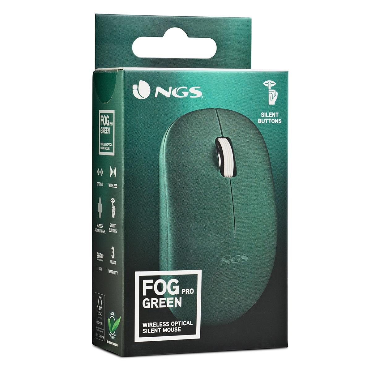 Ratón óptico inalámbrico NGS Fog Pro verde Verde-5
