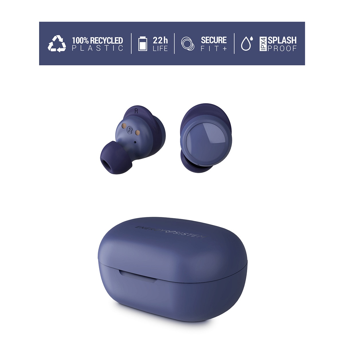 Auriculares True Wireless Energy Sistem RaceBuds, protección IPX4, Sujeción Secure-Fit+, hasta 22h batería Azul-3