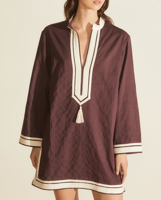 Imagen 0 de Kaftán de mujer corto manga larga