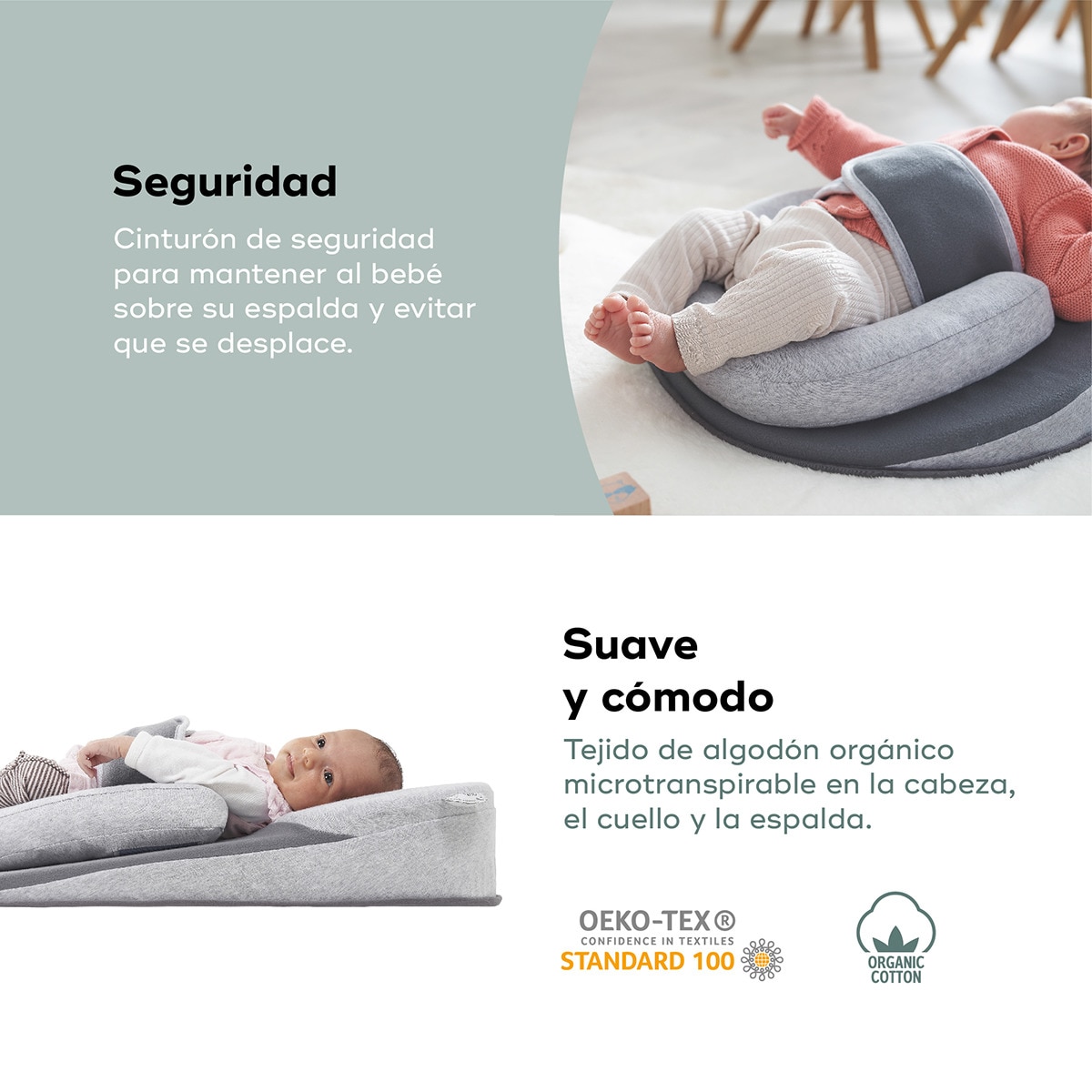 Suporte Ergonómico/Berço Inclinado Cosydream(+) Cinzento-6