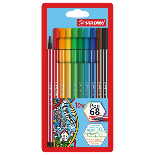 Imagen 0 de Estuche con 10 rotuladores premium Pen 68 STABILO Multicolor