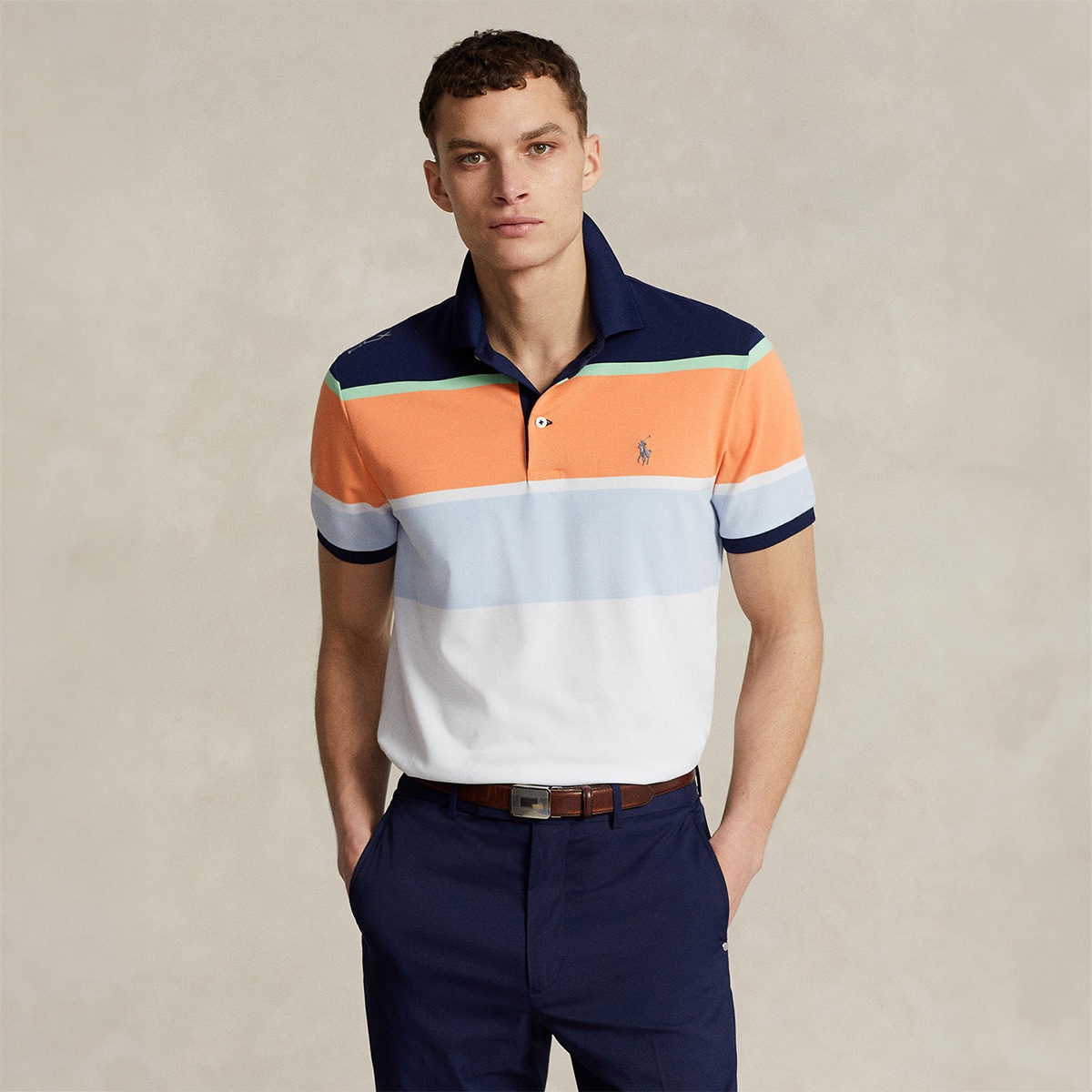 Polo Cintado de Homem em Tecido Técnico Polo Golf Multicolor-1