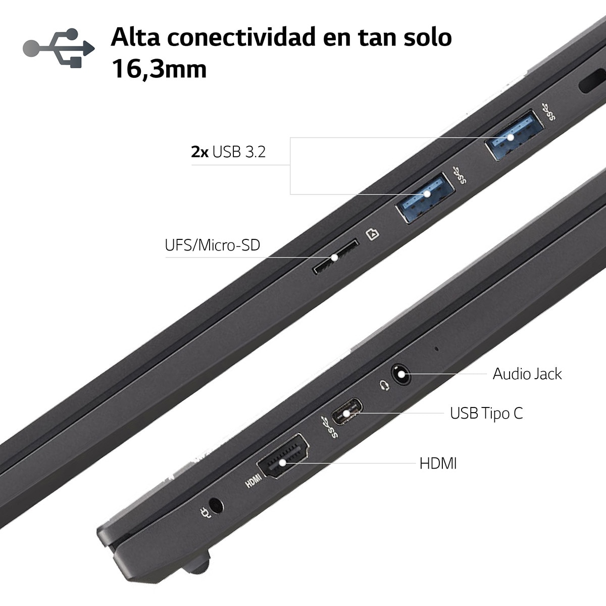 Portátil LG Ultra 16U70R, Ryzen 7-7730U, 16GB, 512GB SSD, 16", W11 Gris carbón-5
