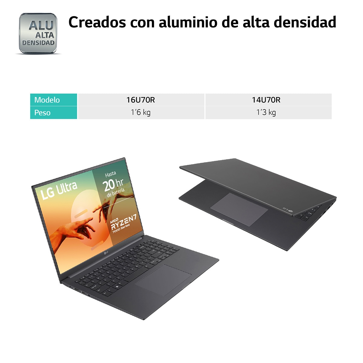 Portátil LG Ultra 16U70R, Ryzen 7-7730U, 16GB, 512GB SSD, 16", W11 Gris carbón-2