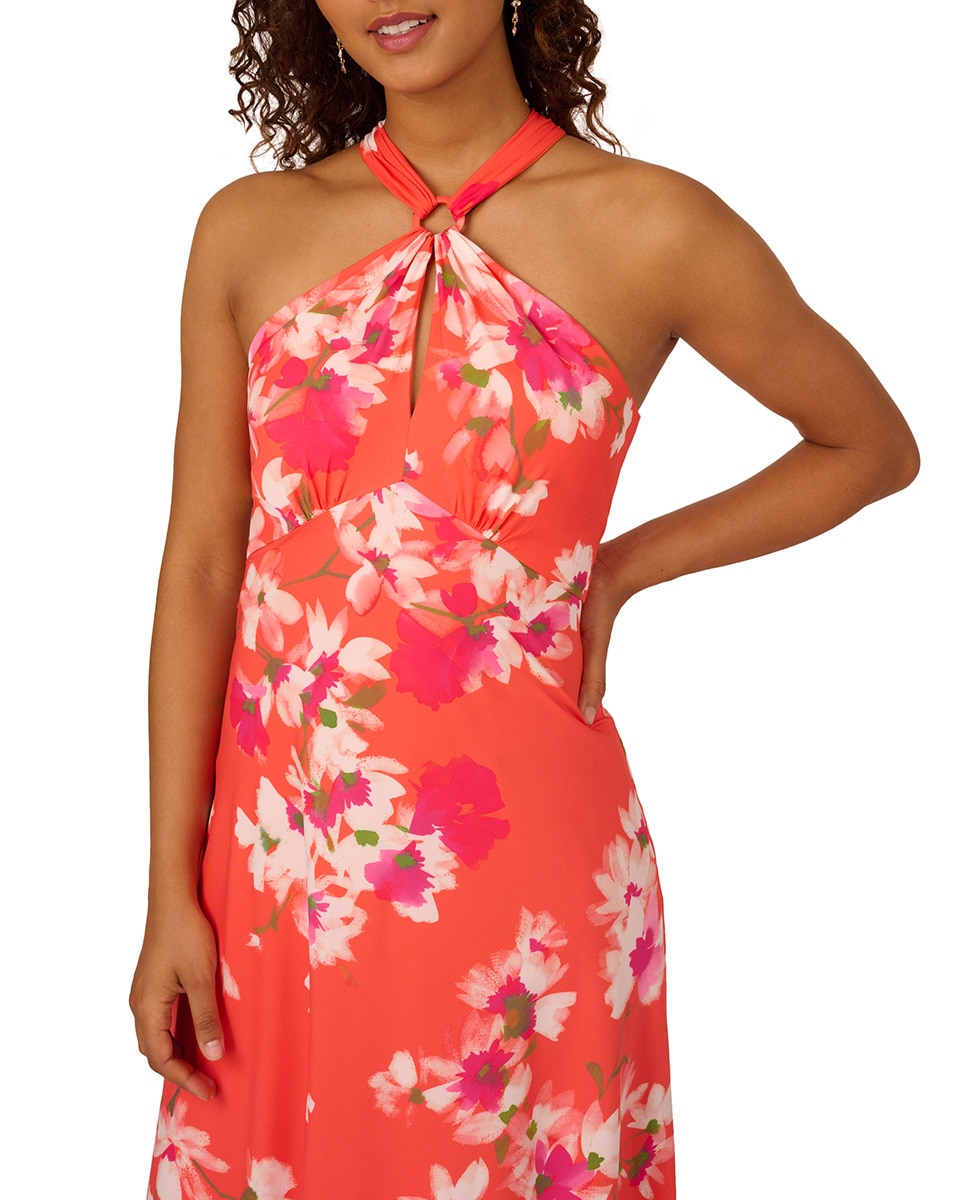 Vestido Império Halter de Chiffon Laranja-3