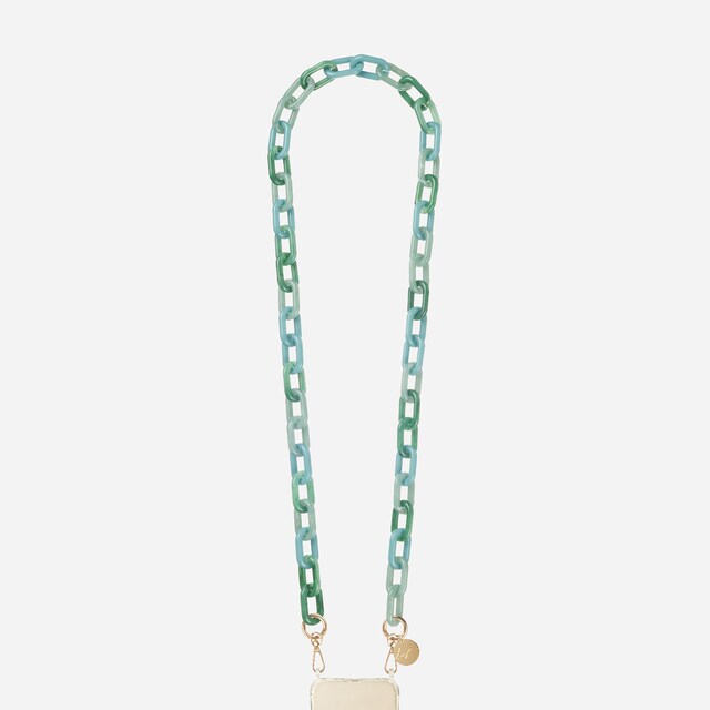 Imagen 0 de Cadena de joyería Elsa 120 cm de resina verde y azul con mosquetones dorados