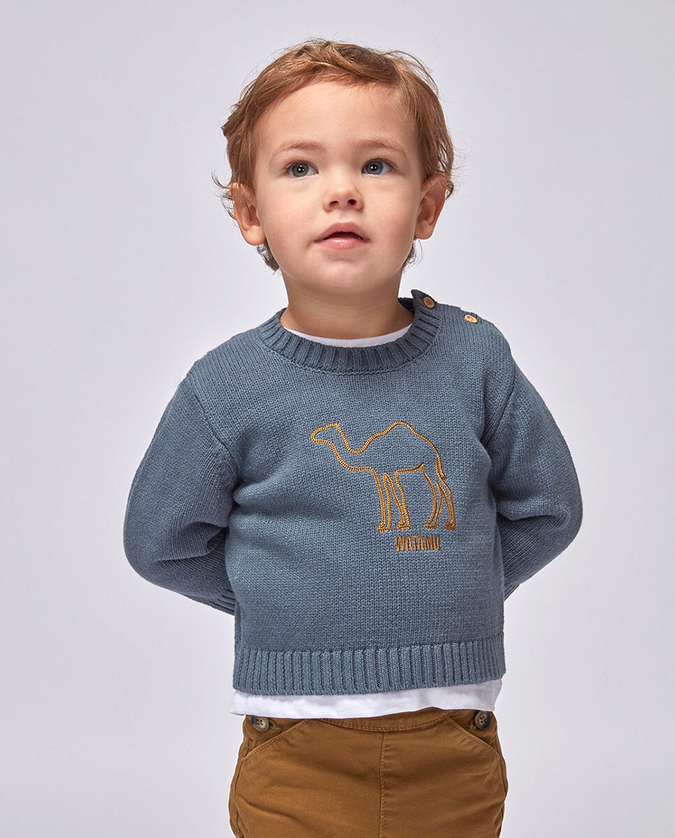 Camisola de Malha com Bolso Canguru Verde-escuro-1