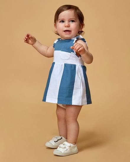 Gocco Vestido Rayas Verdes Slub Niñas Para Vestido De Rayas Verdes