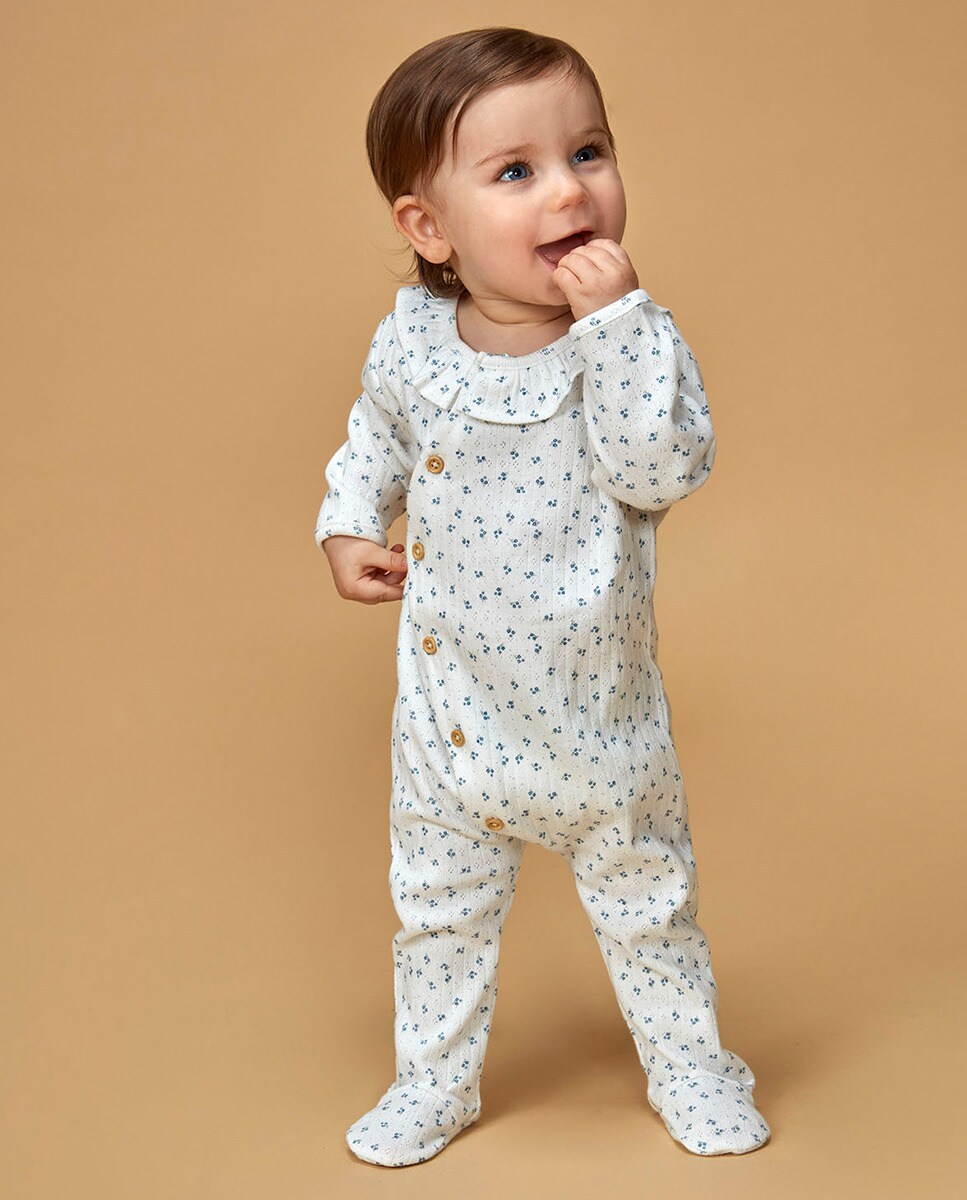 Pijama Comprido Florzinhas Branco-2