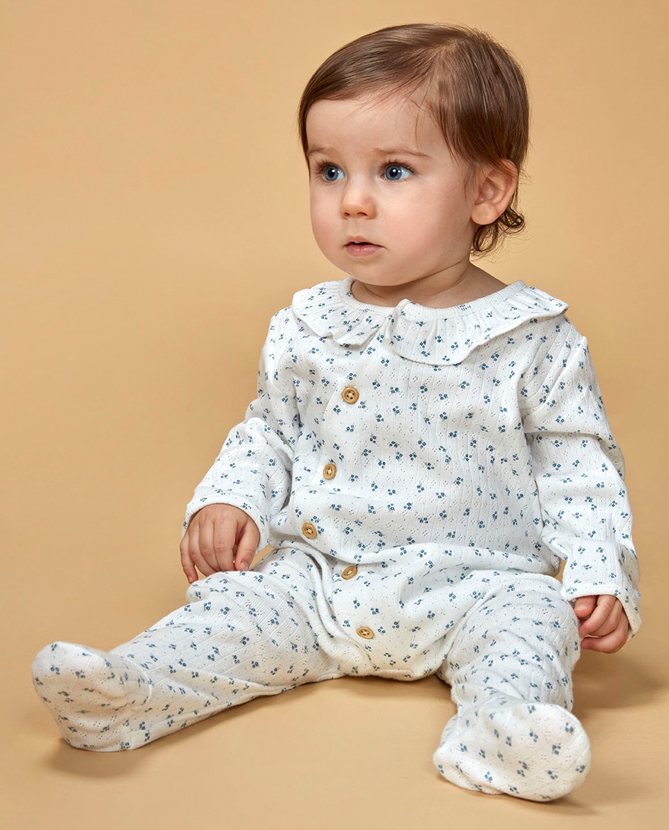 Pijama Comprido Florzinhas Branco-1
