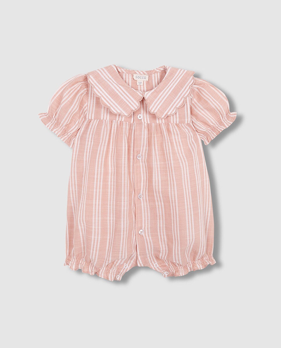 Pijama Curto às Riscas - Bicolor Nude-3