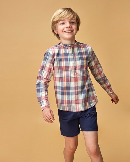 Gocco Pantalon chino court en sergé bleu
