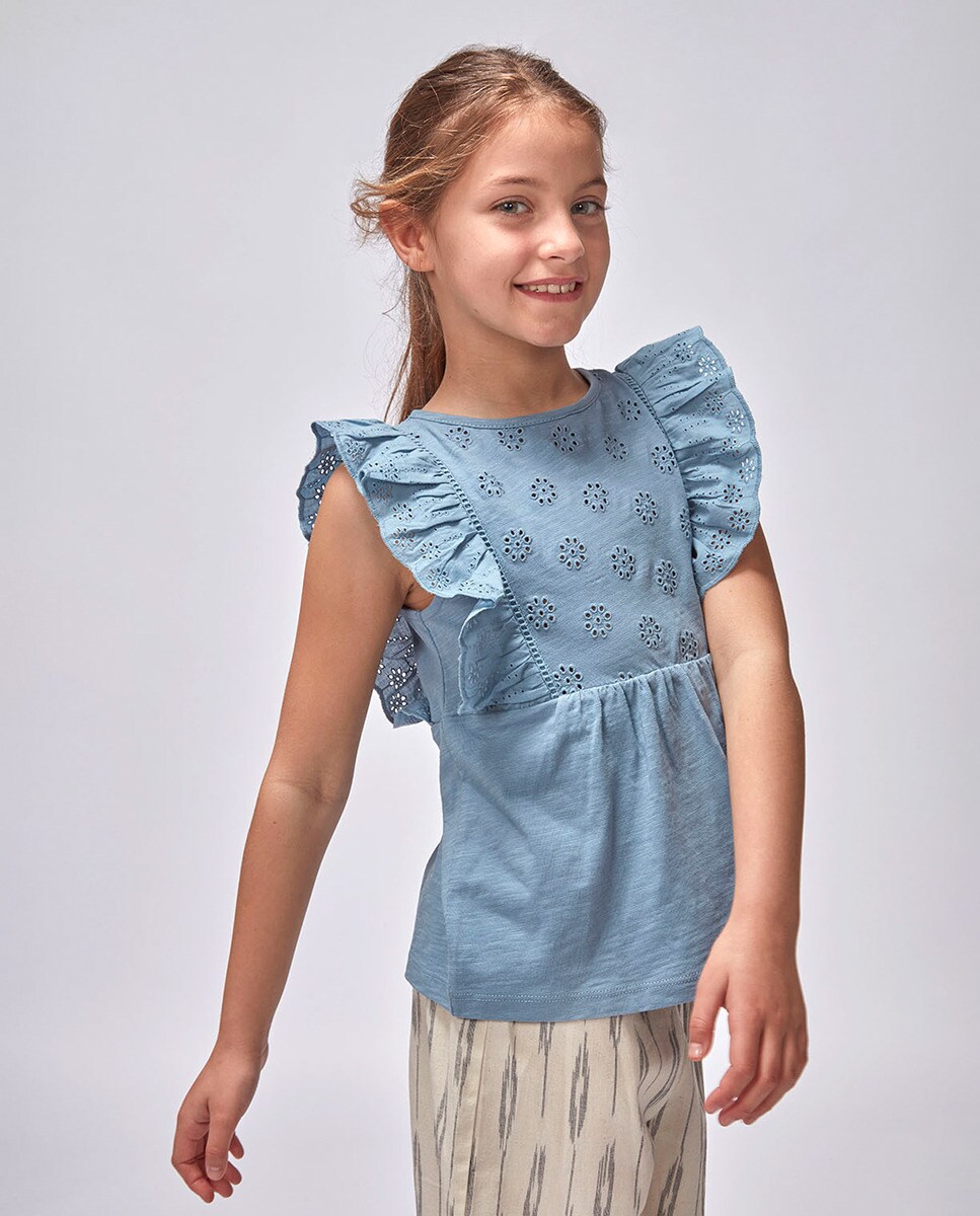 Imagem 0 de T-shirt de Malha com Tiras Bordadas