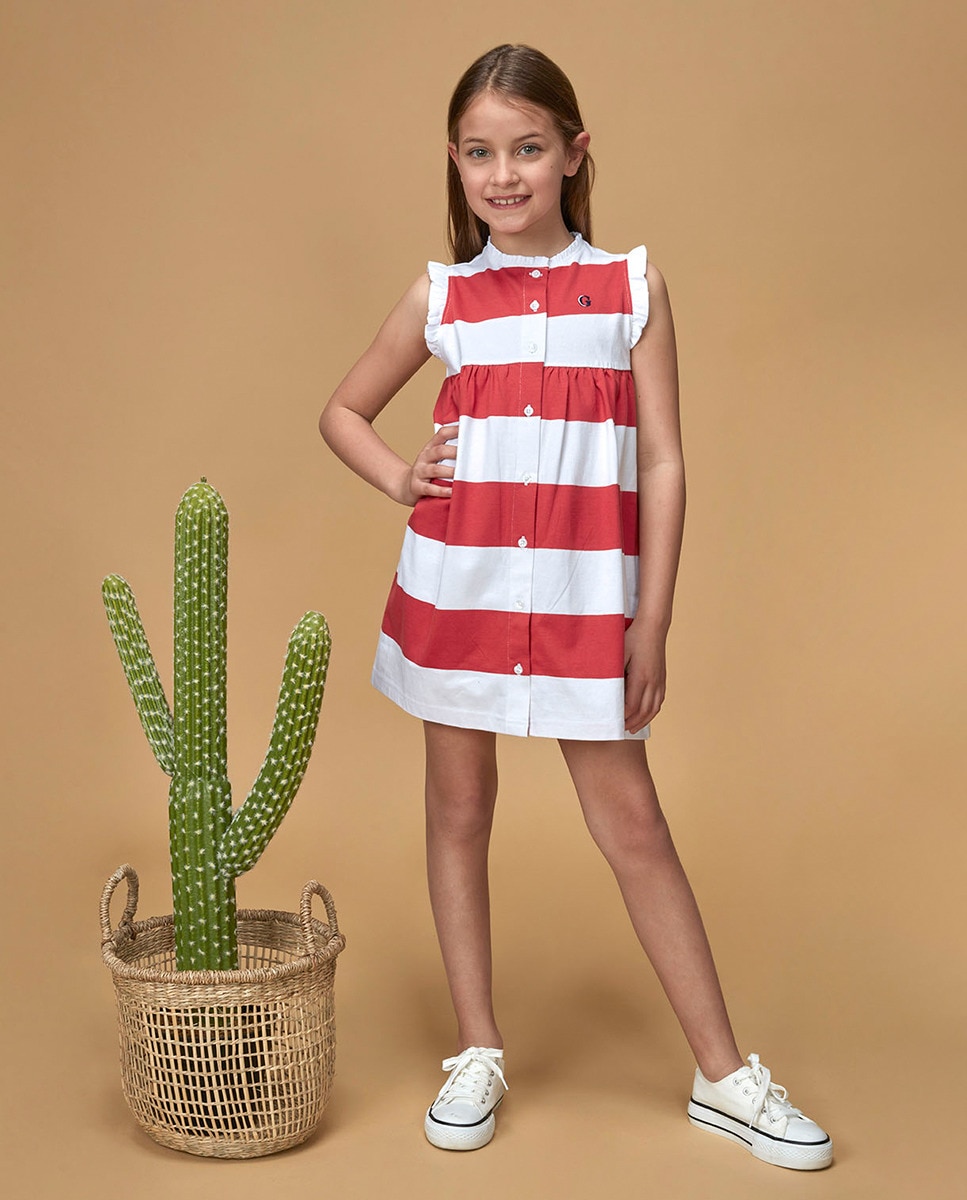 Vestido de rayas tipo polo Años/3-4 Azul claro