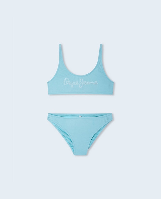 Imagen 0 de Bikini de niña en color turquesa