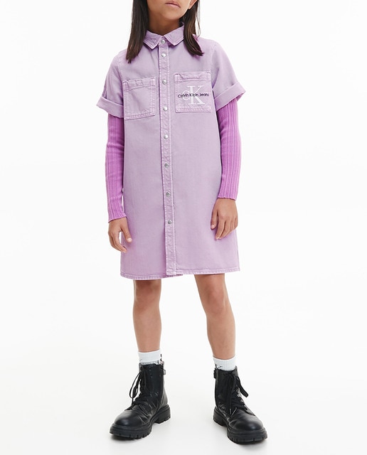 Imagen 0 de Vestido Vaquero de Niña de Manga Corta