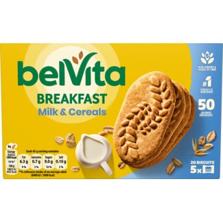 Bolachas Breakfast de Leite e Cereais Pack 5 unidades embalagem 225 g - Belvita