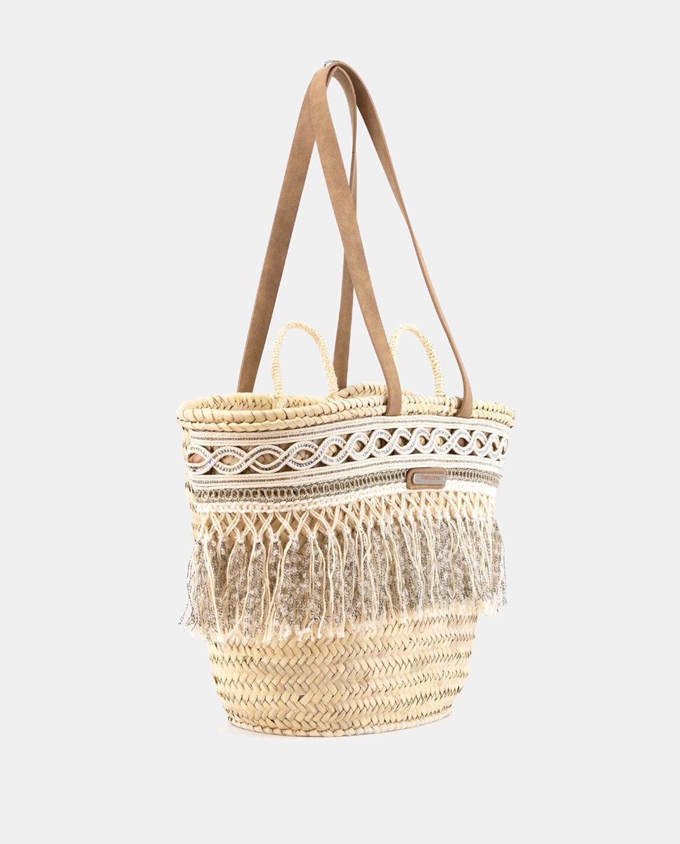Cesta Média Santorini com Fecho de Correr - Bege Bege-2