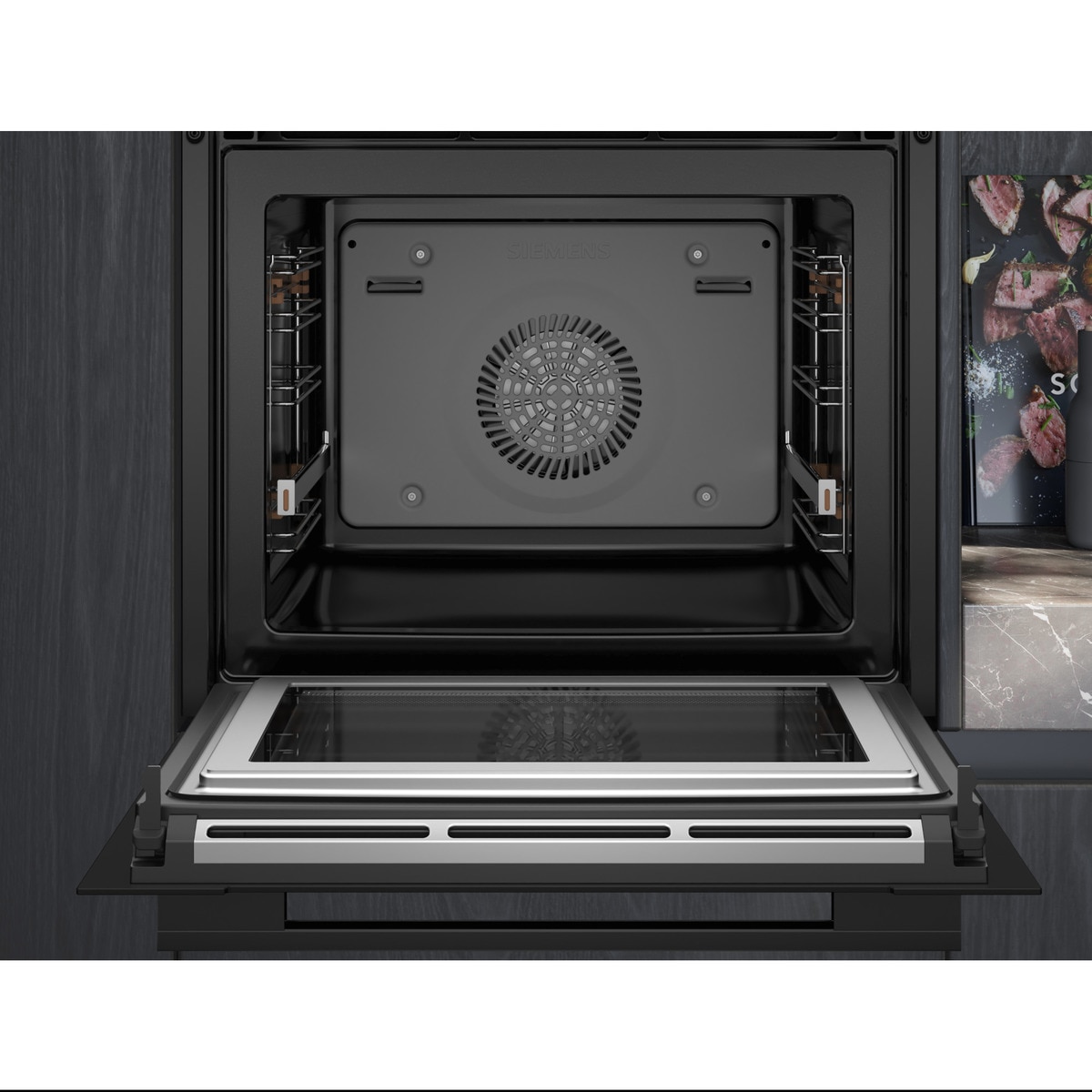 Horno multifunción Siemens pirolítico, con microondas - HM736GAB1 Negro-4