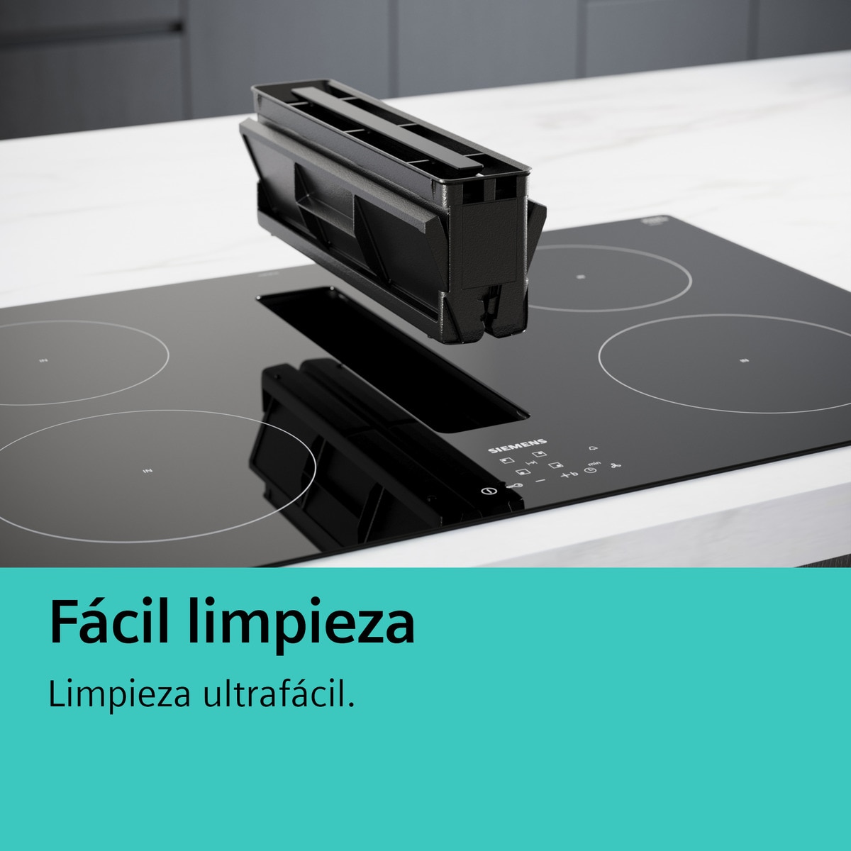 Placa inducción Siemens con extractor integrado, 4 zonas de cocción - EX851HJ26E Negro-7