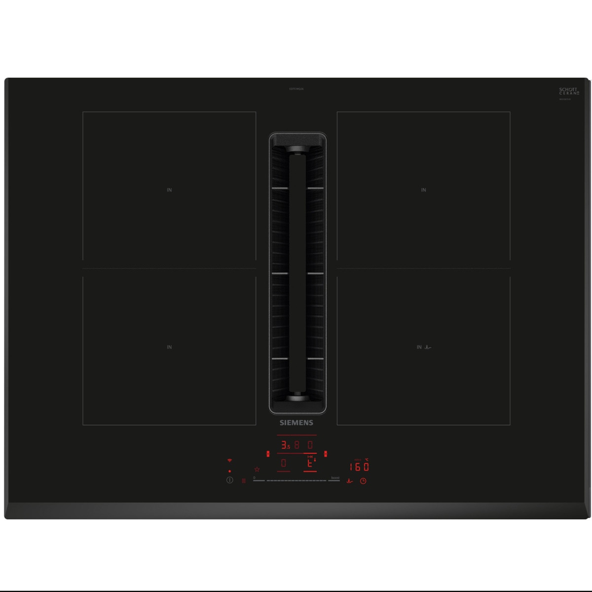 Imagem 0 de Placa de Indução com Exaustor Integrado Siemens iQ500 ED851HQ26E com 4 Zonas e de 80 cm - Preto