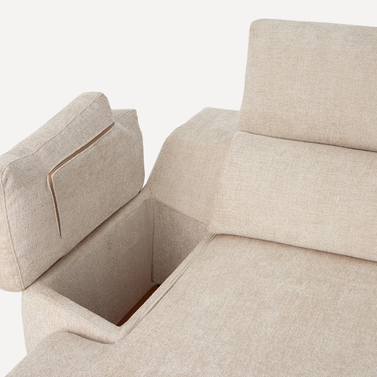 Sofá de 5 Lugares com 2 Assentos Deslizantes e Chaise-longue Esquerda Fedra Creme / Bege-7