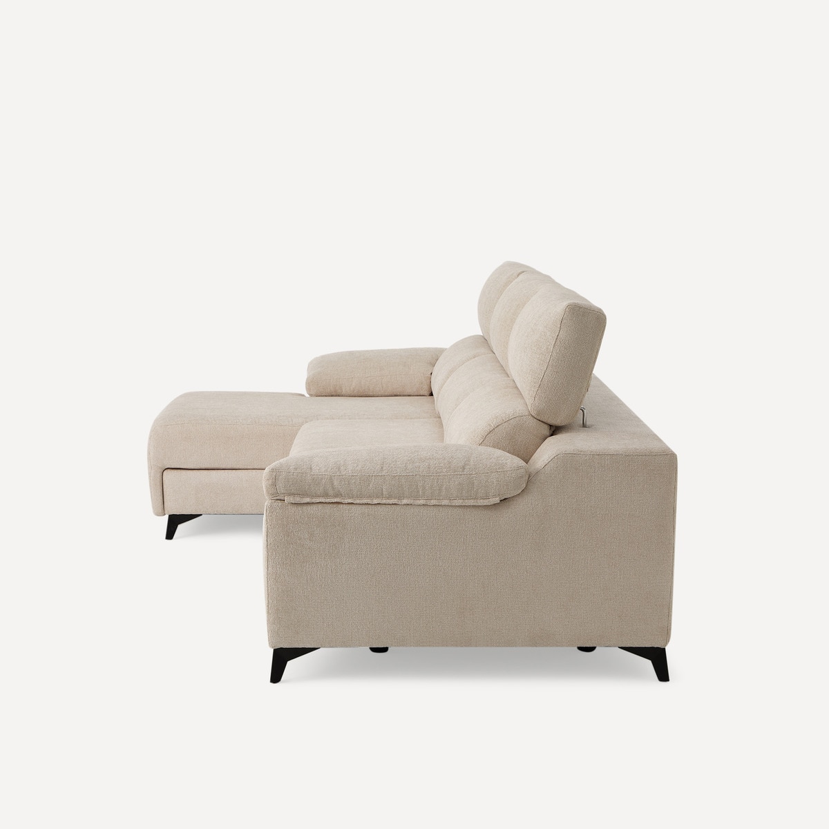 Sofá de 5 Lugares com 2 Assentos Deslizantes e Chaise-longue Esquerda Fedra Creme / Bege-3