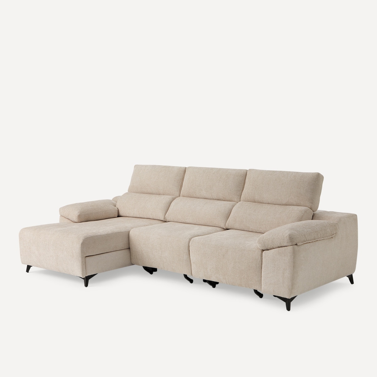 Sofá de 5 Lugares com 2 Assentos Deslizantes e Chaise-longue Esquerda Fedra Creme / Bege-2