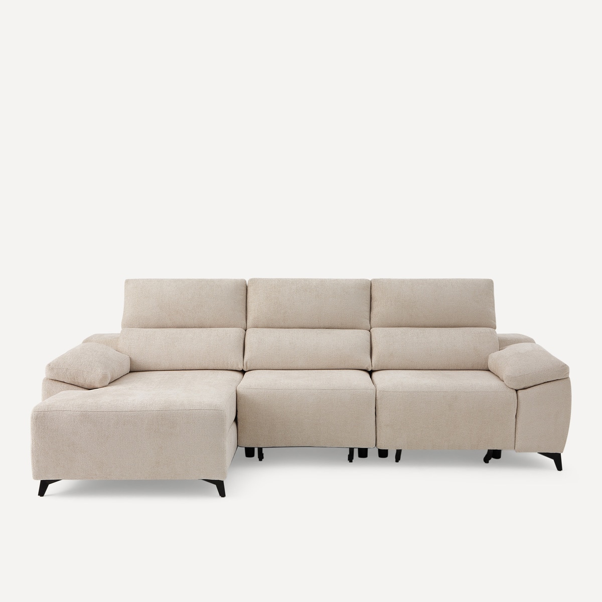 Sofá de 5 Lugares com 2 Assentos Deslizantes e Chaise-longue Esquerda Fedra Creme / Bege-1