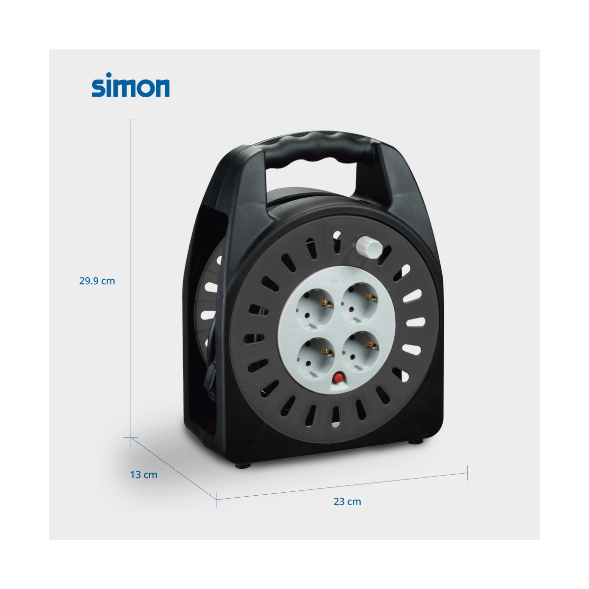 Enrola-Cabos Extensível Doméstico com 4 Tomadas 10 m Branco - Preto-3