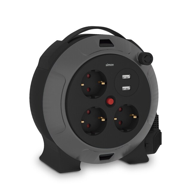 Imagen 0 de Extensible Doméstico enrolla-cables con USB 3 tomas 5m Simon